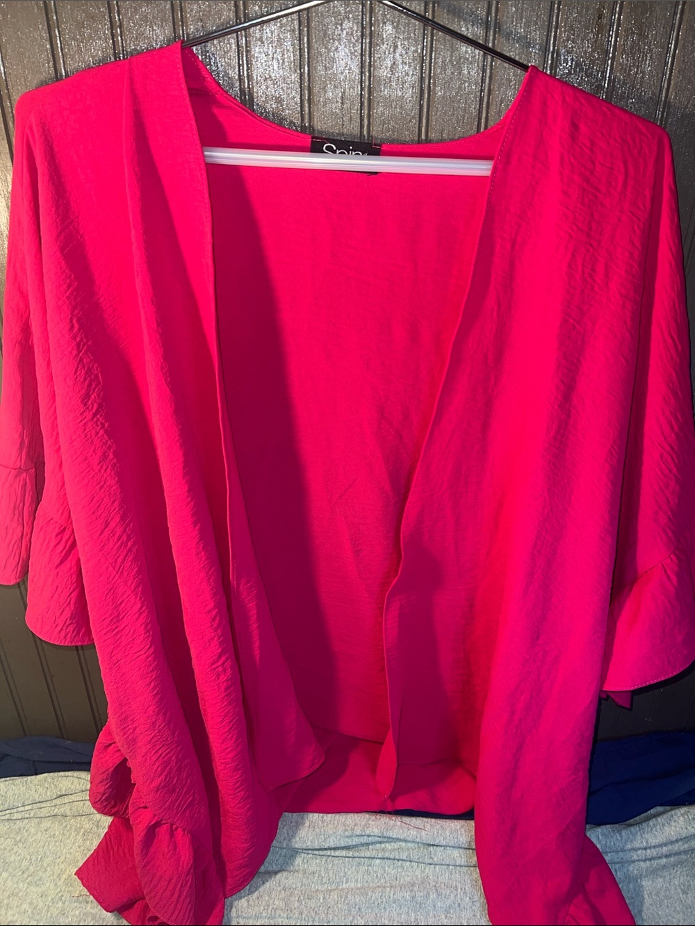 Hot Pink Ruffled Kimono Cardigan by Spin USA